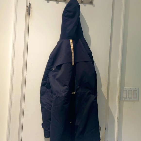ZARA Navy Blue Hooded Jacket with Cinch Waist - Picture 3 of 7